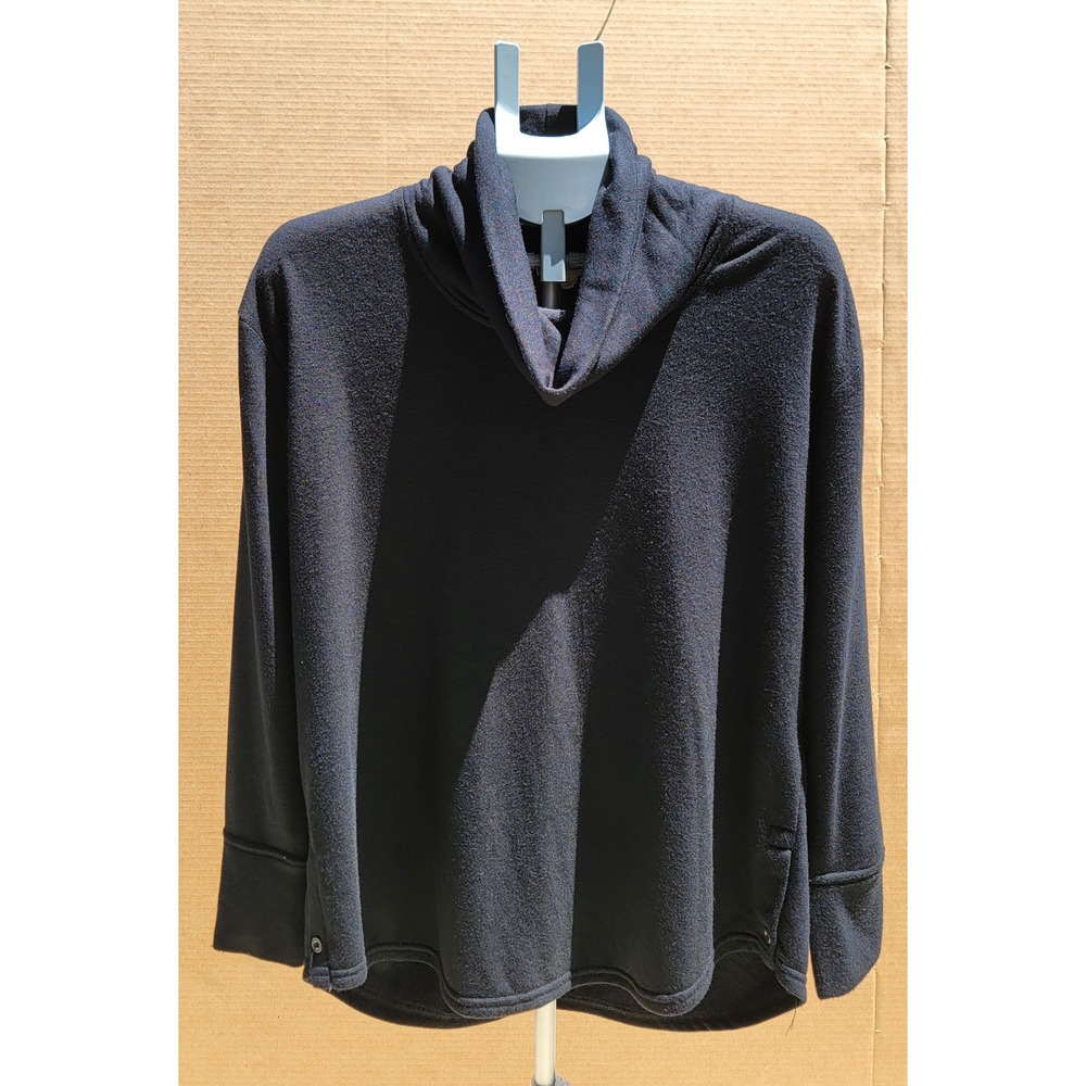 Jane and Delancey Womens Black Cowl Neck Button Cuff Long Sleeve Top L NEW